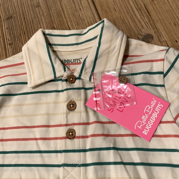 Ruggedbutts Long Sleeve Color Block Polo, NWT, striped, 2T - Picture 2 of 5